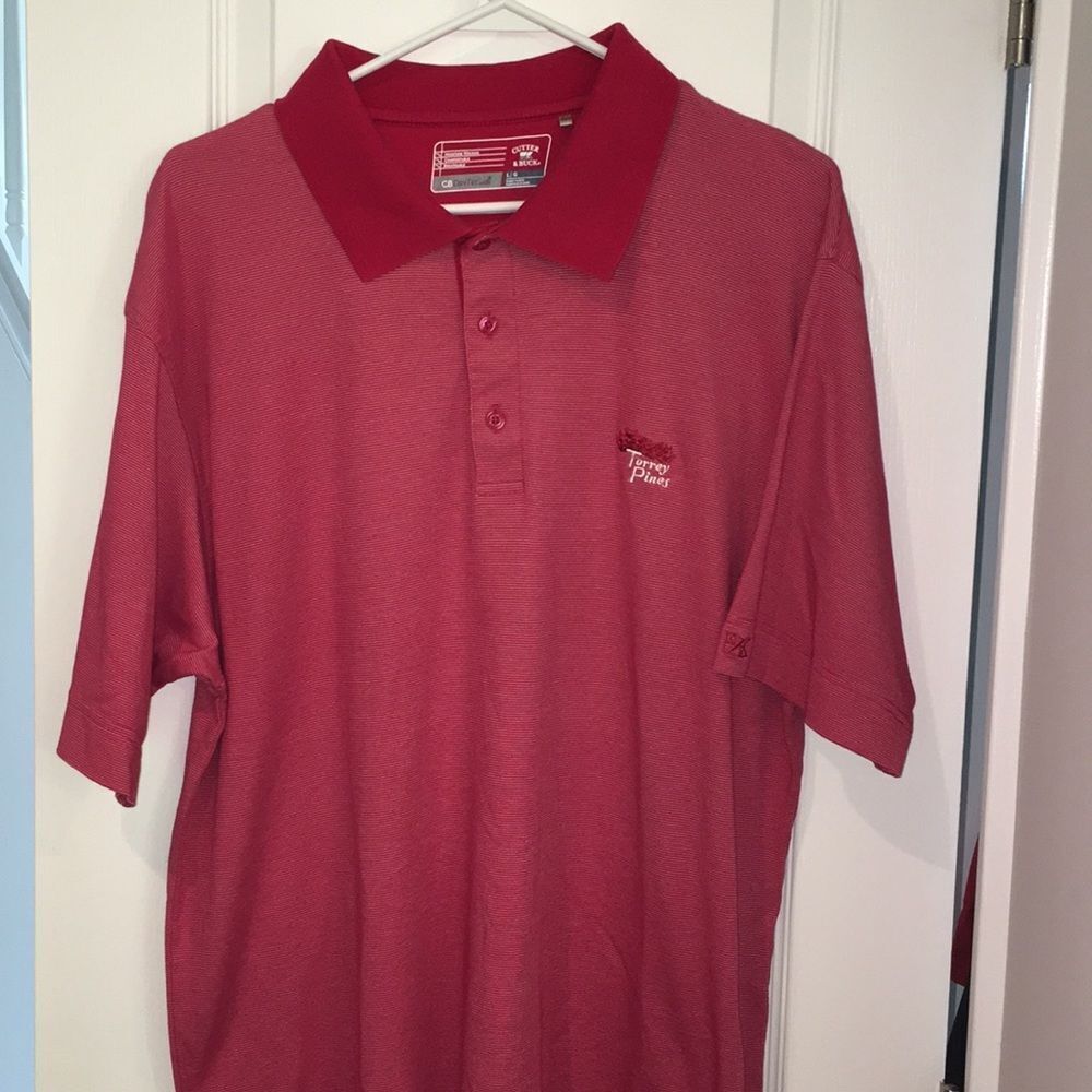 Torrey Pines La Jolla Golf Course Sunday Men’s Red Polo Shirt C & B Breathable